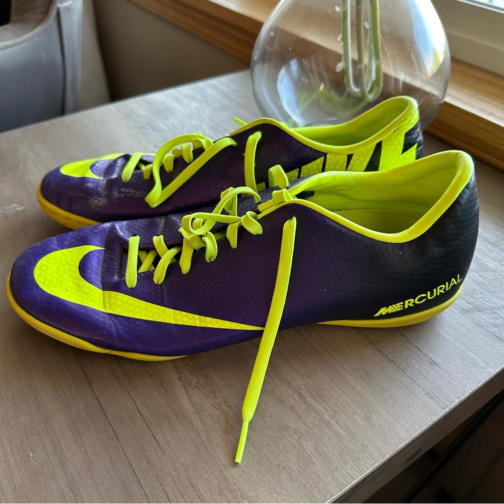 Nike Mercurial Purple and Neon Yellow Athletic Shoes
